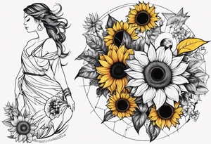 I’m a Capricorn I love sunflowers, stars and set sunsets I also think a Cassiopeia consultation  is tired to me name starts with a W I have 3 kids 1 boy and 2 girls for my  fore arm tattoo idea