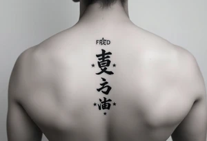 Fred in katakana with a star around it vertically on my side tattoo idea