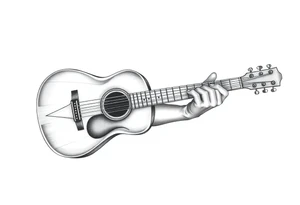 Line traditional American acoustic guitar tattoo idea