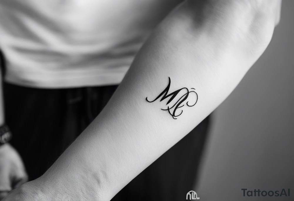 small tattoo on the forearm of a man with the initials MLJ, date of birth 22/09/22 in the style of a moluccan tattoo tattoo idea