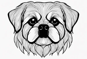 A one-line drawing of the contour of a pekingese dog's head. tattoo idea