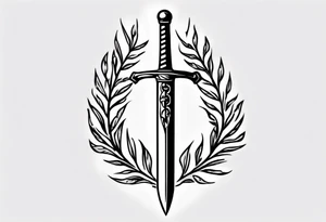 Simple memorial tattoo A sword runs through a laurel leaf with the number 13 tattoo idea