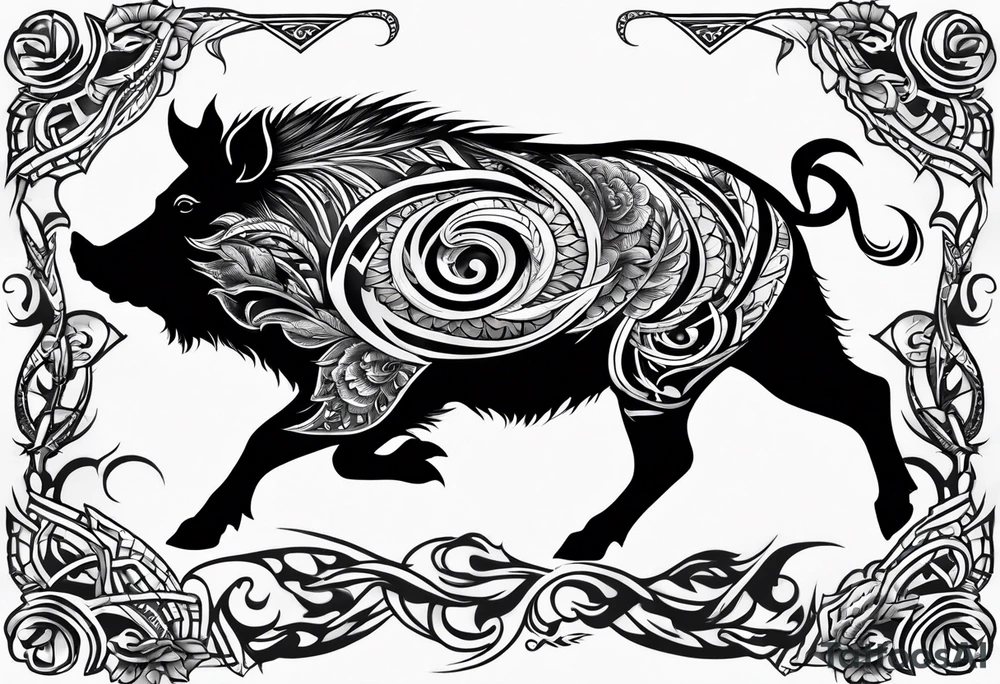 wild boar tattoo idea