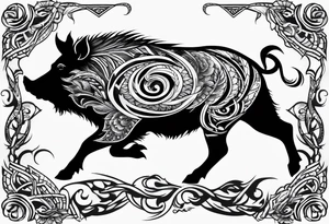 wild boar tattoo idea