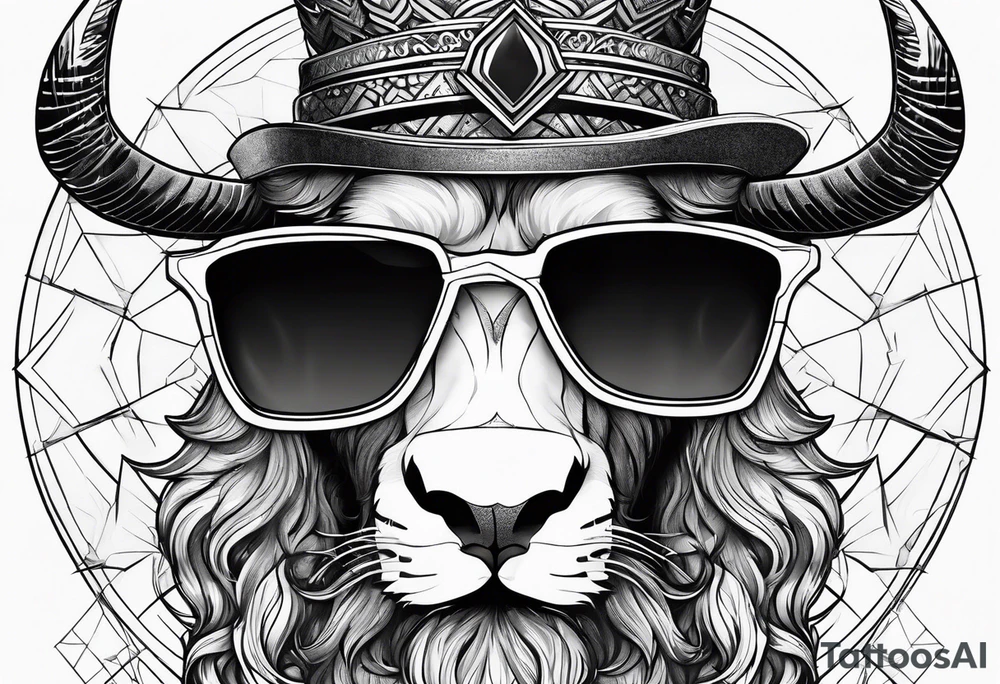capricorn with beard and sunglasses tattoo idea