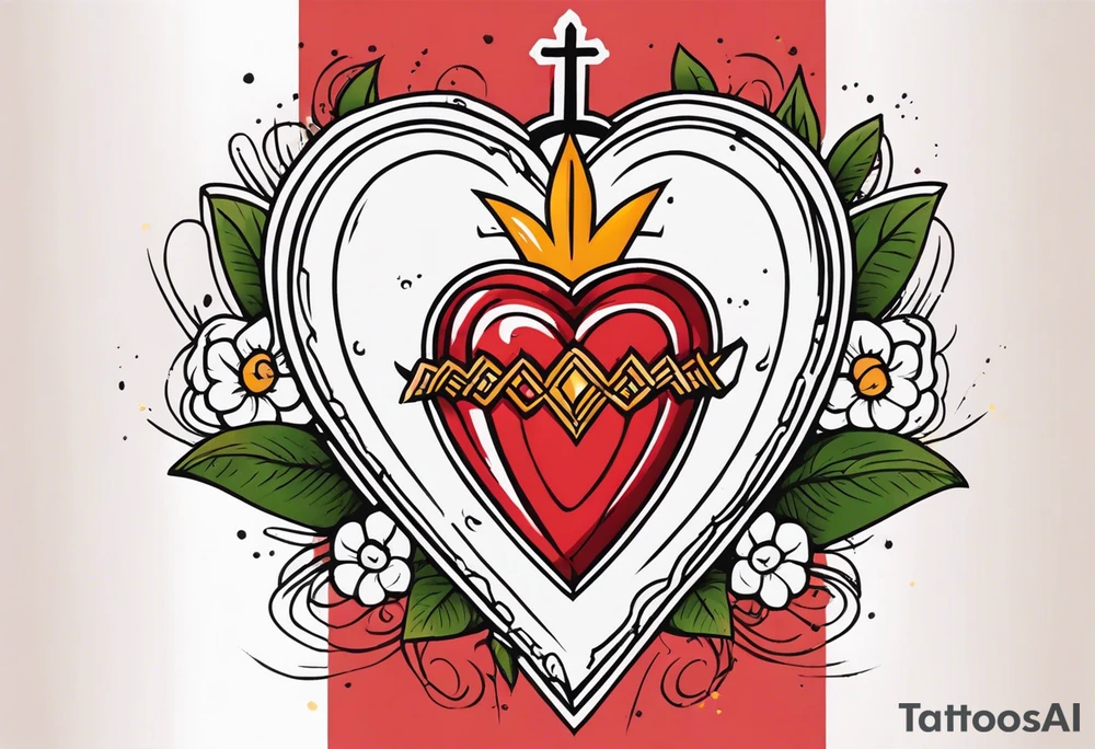 sacred heart vintage traditional tattoo simple sketch old school bold colors with banner christian
sympbol
flowers tattoo idea