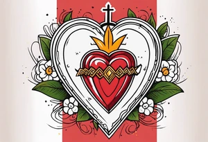 sacred heart vintage traditional tattoo simple sketch old school bold colors with banner christian
sympbol
flowers tattoo idea