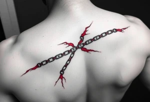 Red burn-like chain scars going across the whole forearm tattoo idea