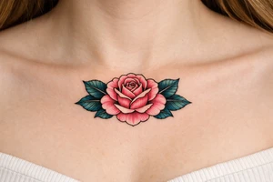 Pink rose , petrol leaves no stem tattoo idea