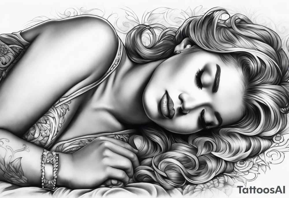 Angel laying down tattoo idea