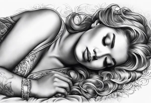 Angel laying down tattoo idea