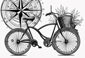 Nautical compass and bicycle tattoo idea