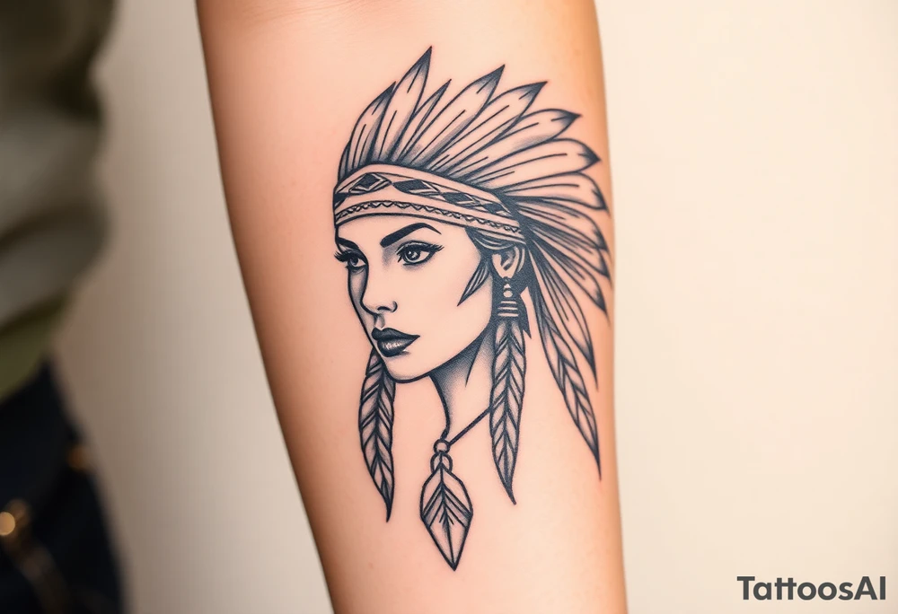 Female Native American woman tattoo idea