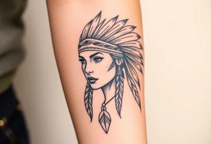 Female Native American woman tattoo idea