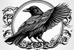 simple crow tattoo line artwork tattoo idea