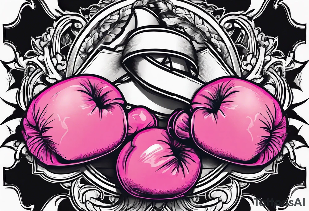 Breast cancer symbol with pink boxing gloves tattoo idea