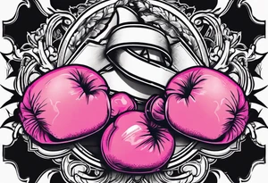 Breast cancer symbol with pink boxing gloves tattoo idea