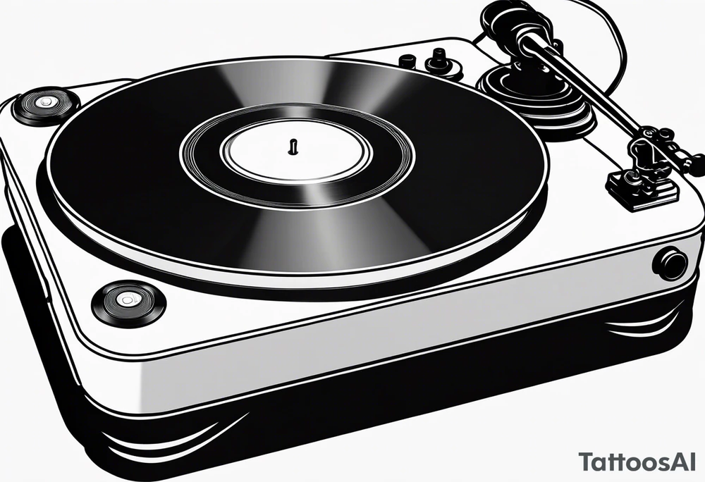 A recordplayer fineline minimalistic roftop tattoo idea A recordplayer fineline minimalistic roftop tattoo idea