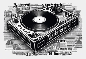 Ripped newspaper design for hand tattoo with headline “dj murdered the dance floor”. newspaper front page Article about best dj in raleigh nc tattoo idea