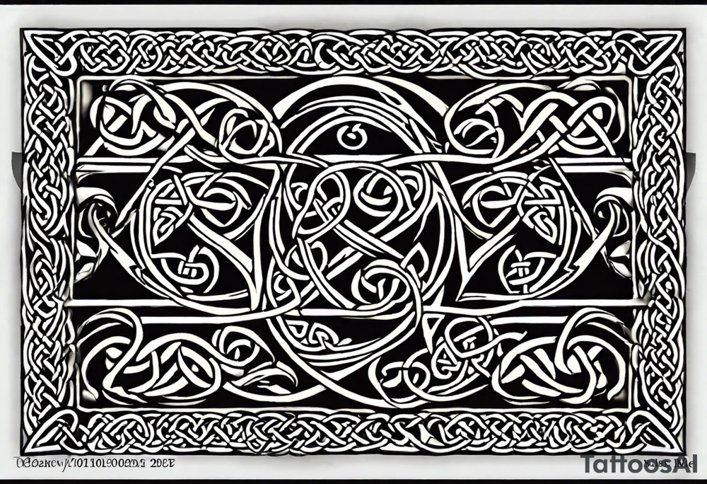 desing me a celtic tattoo with my childrens names and birthdate, Mellissa 18/03/1986, Ashley 24/11/1990, Jesse 8/04/1993, Liam 8/06/1995, Eleanor 19/08/1996 tattoo idea