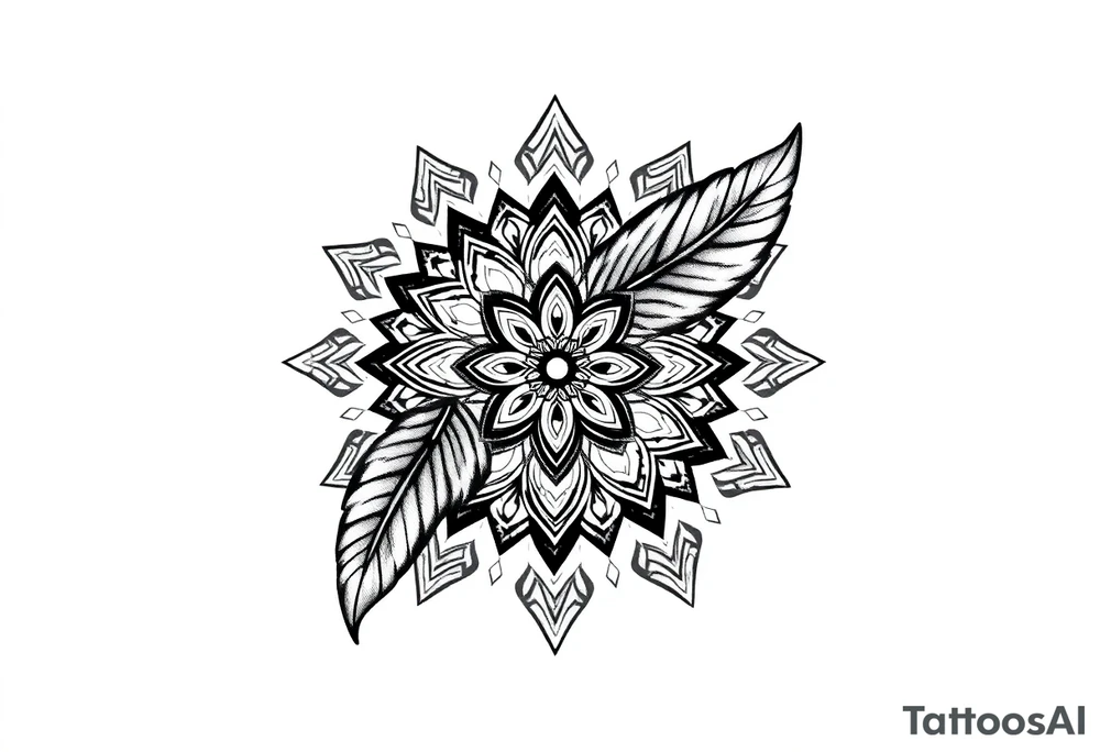 spiritual feather indian mandala shaman tattoo idea
