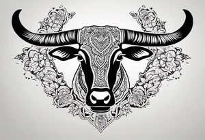 Texas Longhorn with lace work tattoo idea