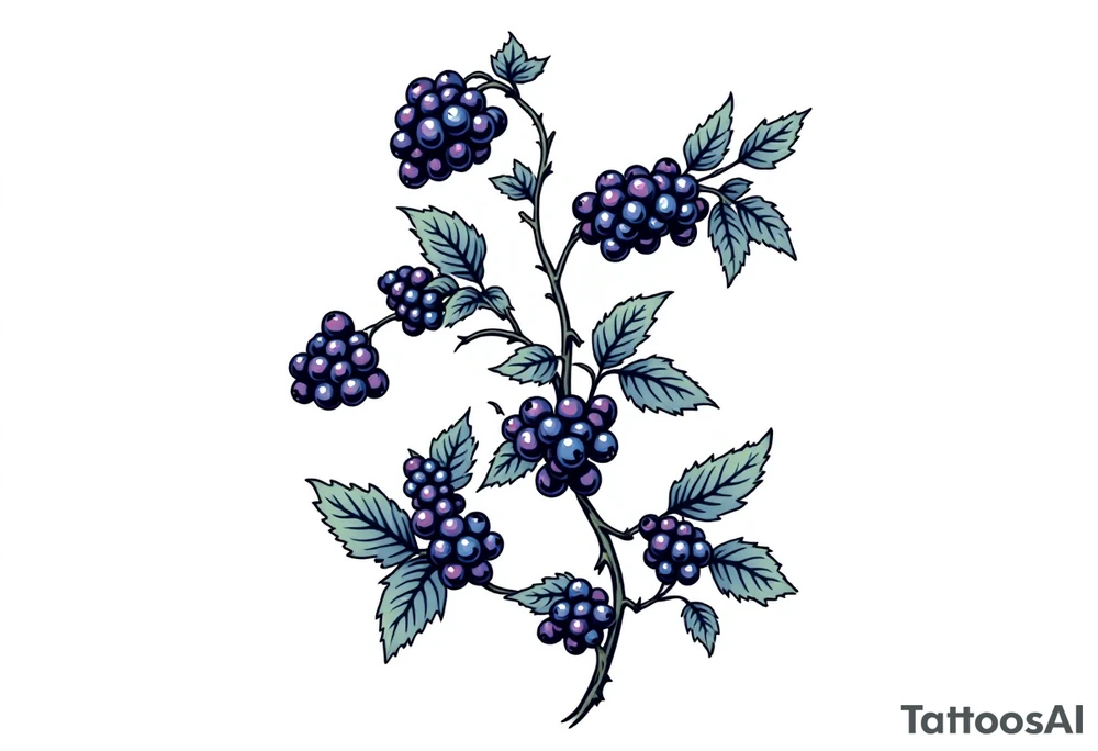 American traditional style Blackberry vine tattoo idea