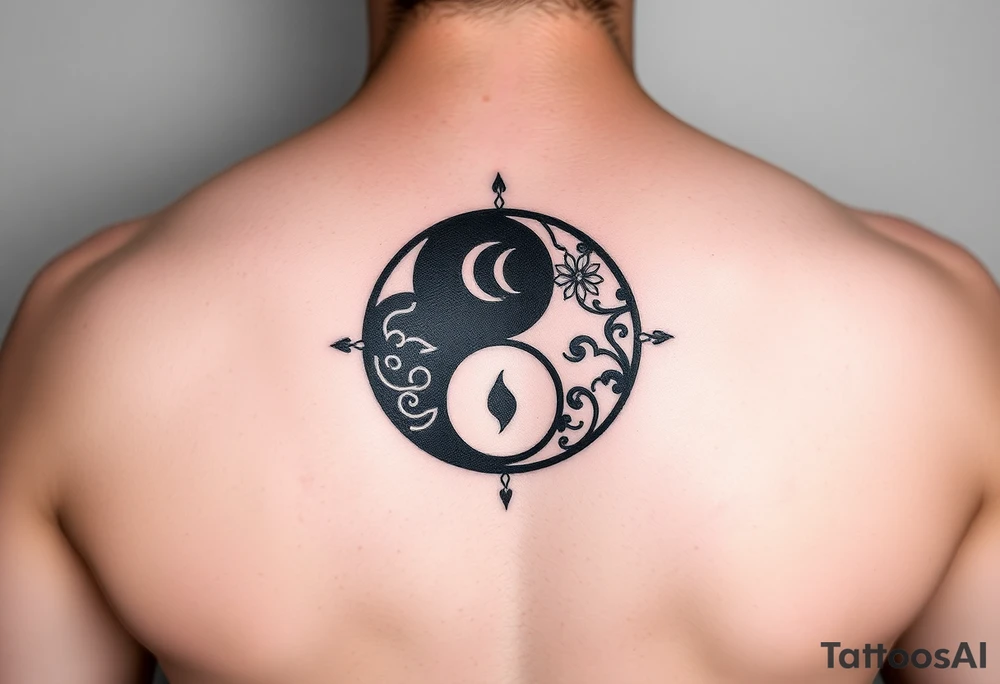 Yin yang with the 4 elements tattoo idea