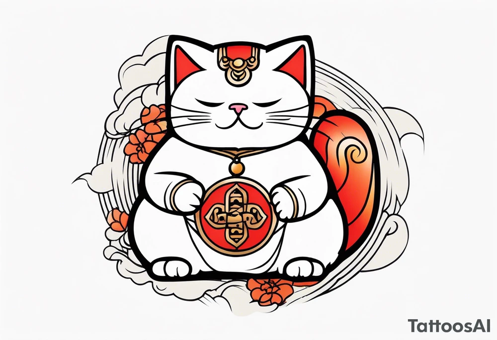 Fat Lucky cat tattoo idea