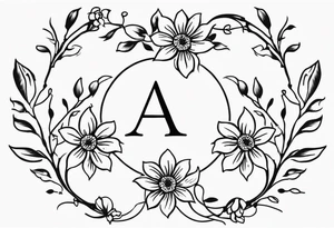 four flowers on a vine wrapping around the alcoholics anonymous logo tattoo idea