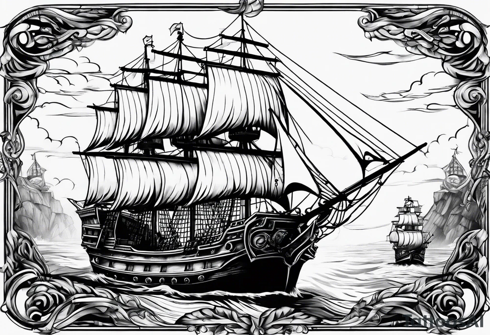 Ship pirate tattoo idea