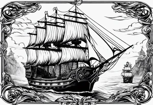 Ship pirate tattoo idea