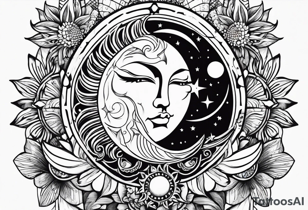 Sun and moon tattoo idea