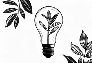 Light bulb with plants inside tattoo idea