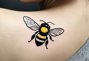 Small tattoo. There’s a hydrangea and a bee but they are not touching. Make the bee smaller than the hydrangea and have the bee off to the side. Bee is smaller than the hydrangea tattoo idea