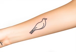 A minimalistic outline of a collared dove, with geometric lines forming its shape in muted gray and white, offering a clean and modern look tattoo idea