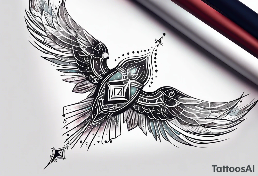 Constellation, wing , snow , géométric tattoo idea