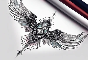 Constellation, wing , snow , géométric tattoo idea