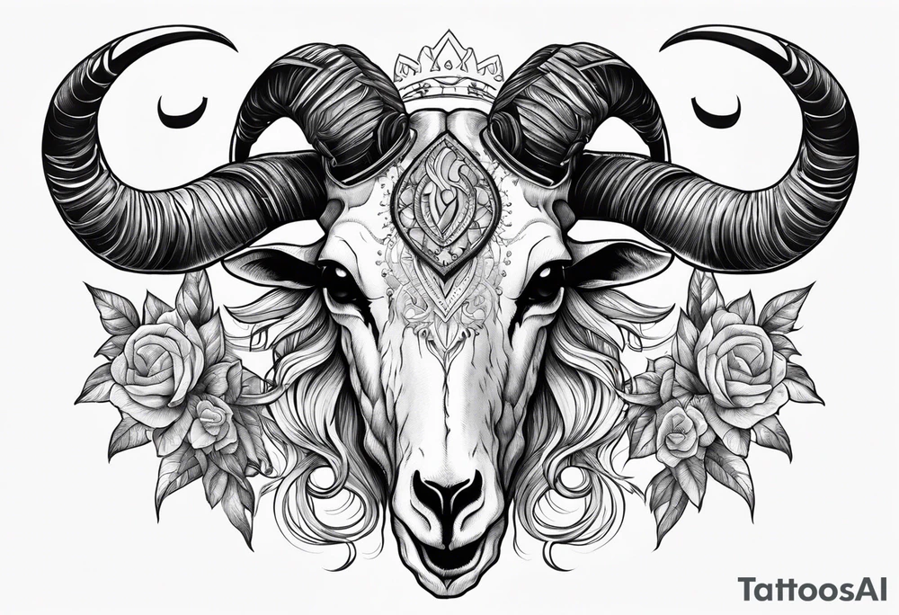 Capricorn goat skull. tattoo idea