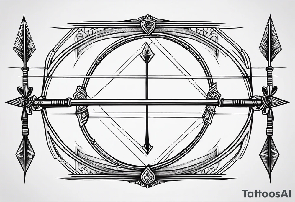 simple bow with 2 arrows. no people. symmetrical, simplistic tattoo idea simple bow with 2 arrows. no people. symmetrical, simplistic tattoo idea