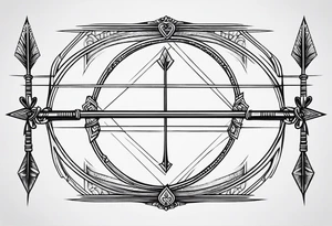 simple bow with 2 arrows. no people. symmetrical, simplistic tattoo idea