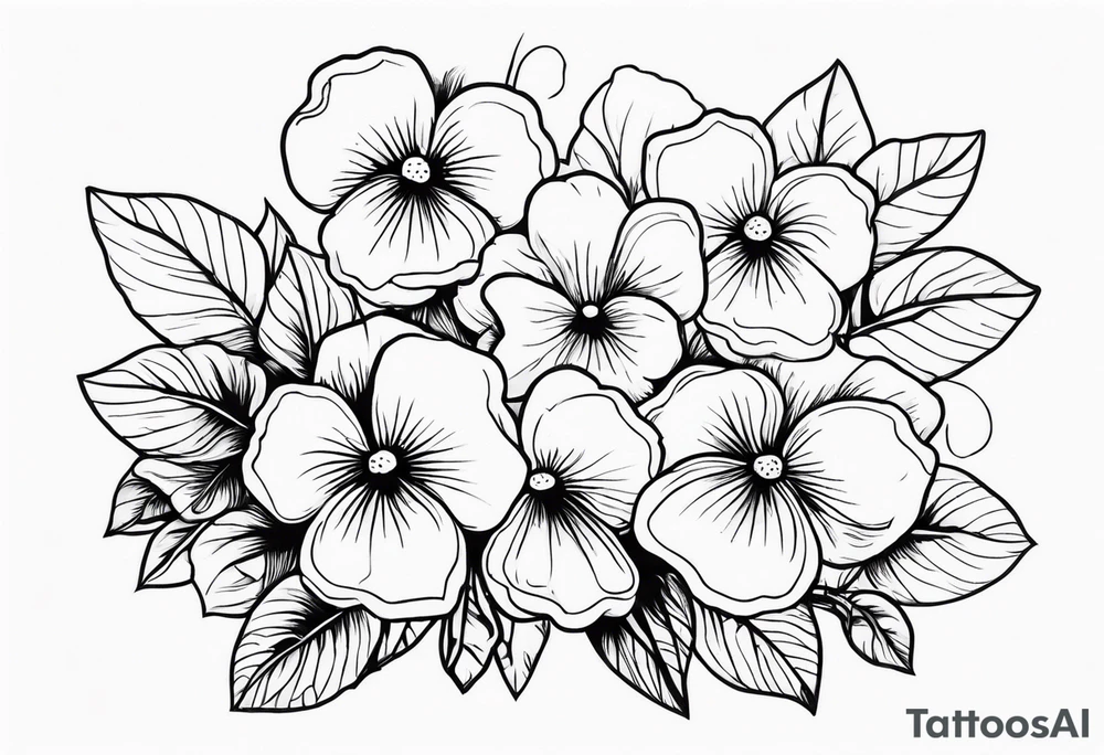 minimalistic flower bouquet of violets tattoo idea