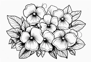 minimalistic flower bouquet of violets tattoo idea