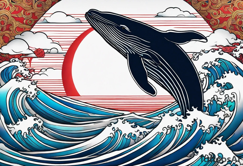 Whale ascending towards light tattoo idea