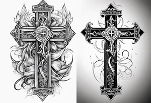 Cross tattoo with lightning tattoo idea