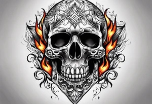 Skull with flames tattoo idea