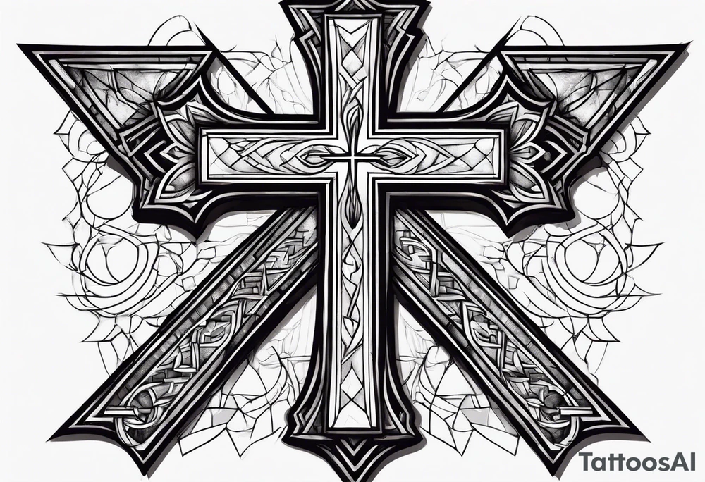 I want a cross with a broken heart tattoo idea