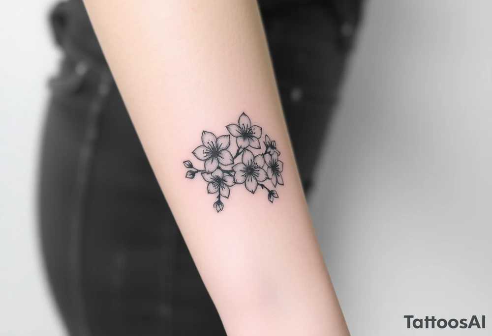 dagger cherry blossoms tattoo idea