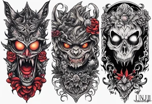 Beautiful Eldridge horror creature thigh tattoo tattoo idea