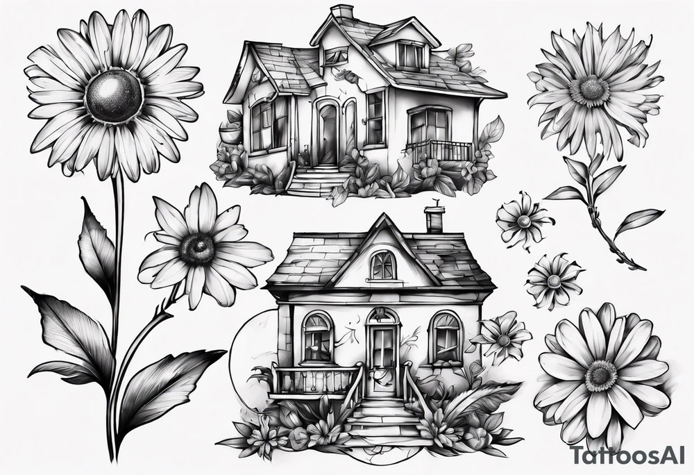 A part of fancy house
 and a daisy tattoo idea